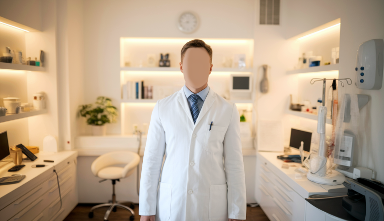 medecin-blouse-blanche-cabinet-medical-visage-flou