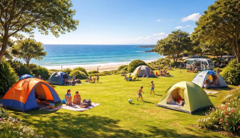 camping-tentes-mer-ciel-bleu