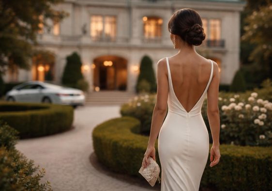 femme-elegante-demeure-luxueuse-jardins-voiture