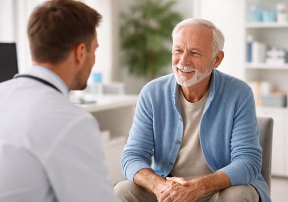 medecin-souriant-patient-age-cabinet