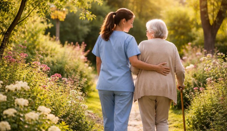 auxiliaire-vie-personne-agee-jardin-fleurs