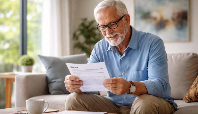 retraite-lisant-releve-bancaire-salon