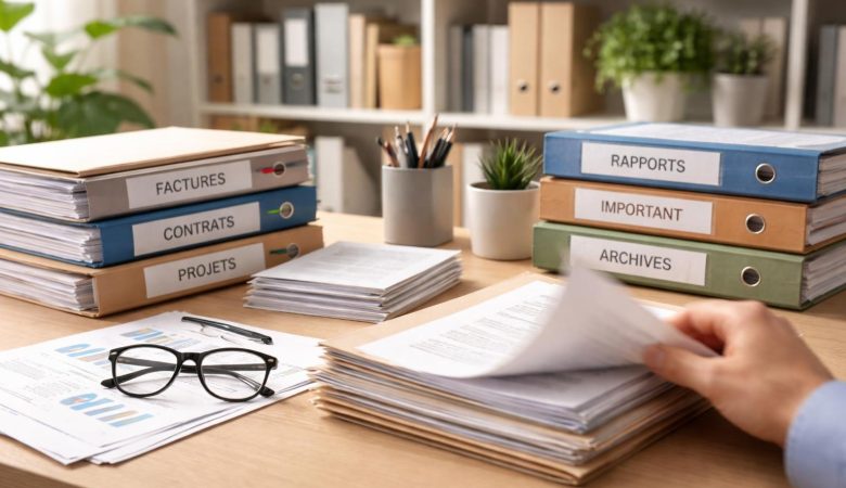 bureau-organise-documents-etagere-plantes