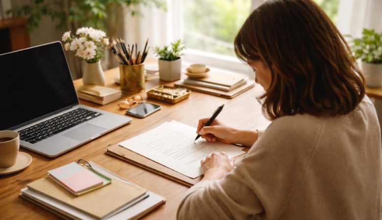 bureau-personne-ecrit-lettre-ordinateur